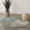 Homeroots 4 ft. Round Charcoal & Blue Big Flower Area Rug 385413 - alternate 3
